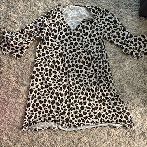 Leopard Print V-Neck Dress